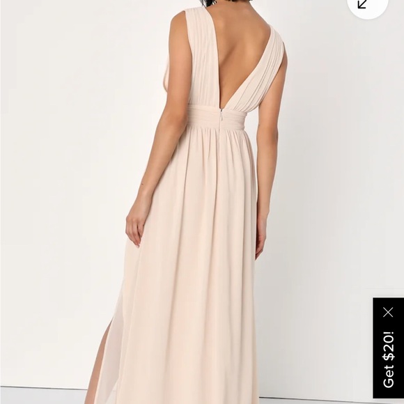 Lulu's Cream Maxi Dress with Slit - Picture 3 of 10